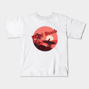 Miami Beach Florida Sunrise Graphic Design Kids T-Shirt